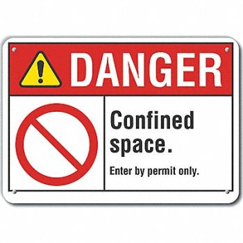 LYLE Rflctv Confined Space DangerSign 10x14in, 62TP67