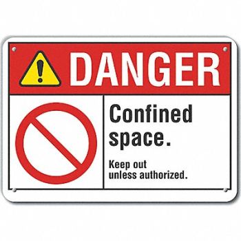 LYLE Rflct Confined Space Danger Sign 10x14in, 62TP79