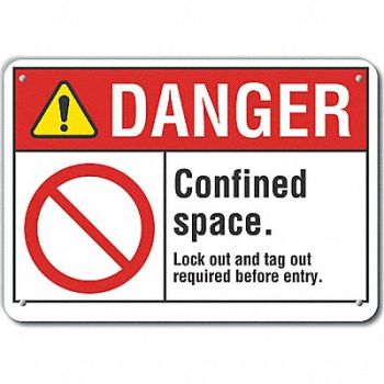 LYLE Rflct Confined Space Danger Sign 10x14in, 62TP91