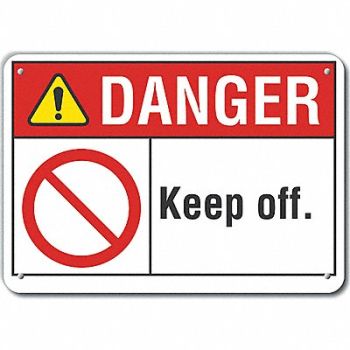 LYLE Rflctv Keep Off Danger Sign 10x14in Alum, 62TR16