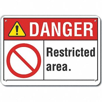 LYLE Rflct Restricted Area Dangr Sign 10x14in, 62TR52