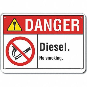 LYLE Rflctv Diesel Danger Sign 10inx14in Alum, 62TT01