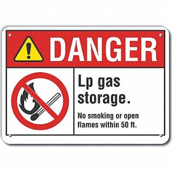 LYLE Rflct No Smoking Dangr Sign 10x14in Alum, 62TT25
