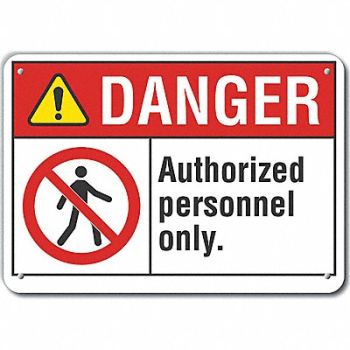 LYLE Rflct Auth Personnel Danger Sign 10x14in, 62TU10