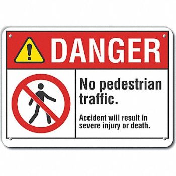 LYLE Rflct Pedestrian Trfc Dangr Sign 10x14in, 62TU34