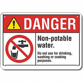 LYLE Rflctv Potable Water Danger Sign 10x14in, 62TU46
