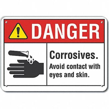 LYLE Rflct Corrosive Mtrl Danger Sign 7x10in, 62TU57
