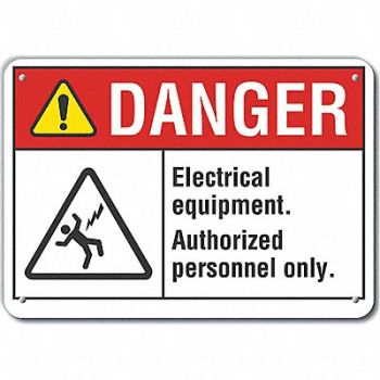 LYLE Rflct ElecEquip Danger Sign 10x14in Alum, 62TU94