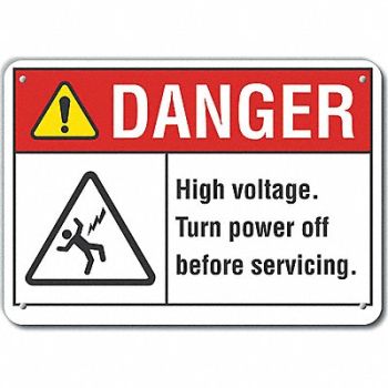 LYLE Rflct High Voltage Danger Sign 10x14in, 62TV19
