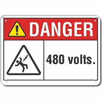 LYLE Rflct Voltage Danger Sign 10x14in Alum, 62TV31