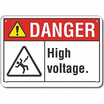 LYLE Rflct High Voltage Danger Sign 10x14in, 62TV43
