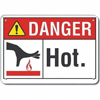 LYLE Rflctv Hot Surface Danger Sign 10x14in, 62TV79