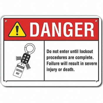 LYLE Rflctv Lockout Tagout DangerSign 10x14in, 62TV91