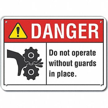 LYLE Rflctv Machine Guards DangerSign 10x14in, 62TW52