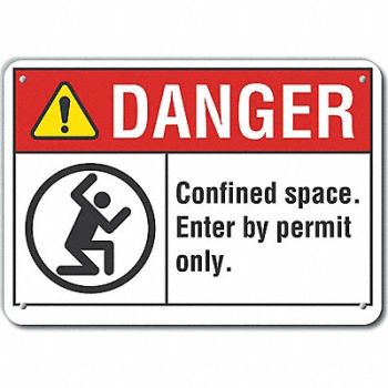 LYLE Rflctv Confined Space DangerSign 10x14in, 62TW64