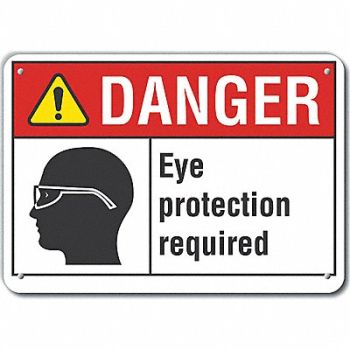 LYLE Rflct Eye Danger Sign 10x14in Aluminum, 62TW88