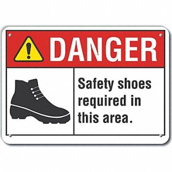 LYLE Rflct Foot Danger Sign 10x14in Alum, 62TX25