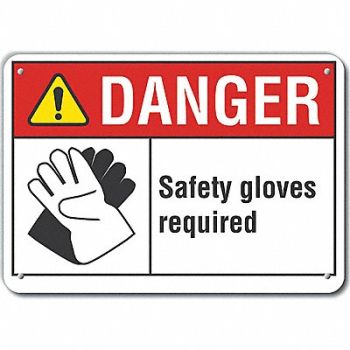 LYLE Rflct Hand Danger Sign 10x14in Alum, 62TX37