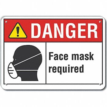 LYLE Rflct Face Mask Danger Sign 10x14in Alum, 62TX49