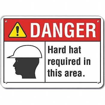 LYLE Rflctv Hard Hat Danger Sign 10x14in Alum, 62TX85