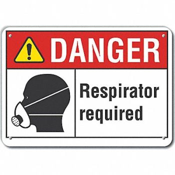 LYLE Rflct Respirator Rqrd Dangr Sign 10x14in, 62TX97