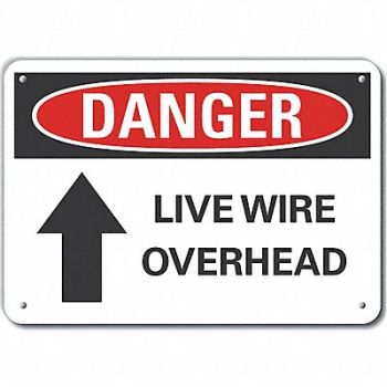 LYLE Rflctv Live Wire Dangr Sign 10x14in Alum, 62TY46