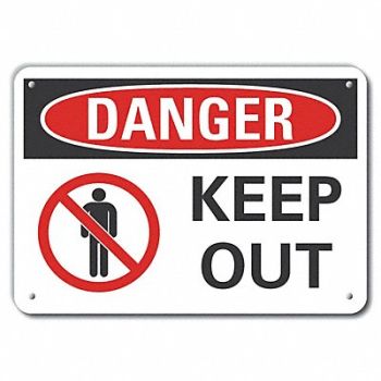 LYLE Rflctv Keep Out Danger Sign 10x14in Alum, 62TZ43