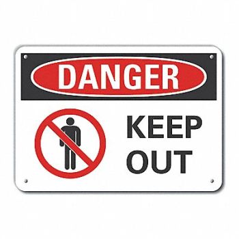 LYLE Keep Out Danger Sign 7inx10in Plastic, 64RJ14