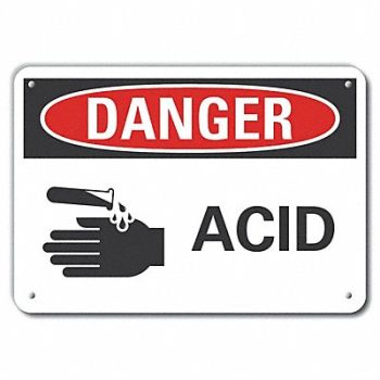 LYLE Rflct Acid Danger Sign 10x14in Aluminum, 62UA88