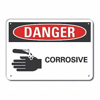 LYLE Rflct Corrosive Mtrl Danger Sign 10x14in, 62UC01