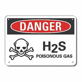 LYLE Rflct H2S Poison Gas Dangr Sign 10x14in, 62UC49