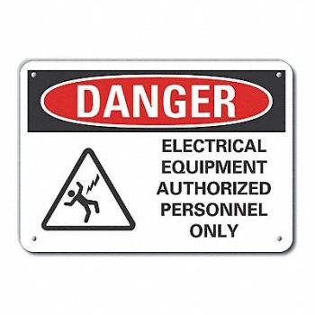 LYLE Rflct ElecEquip Danger Sign 10x14in Alum, 62UD34