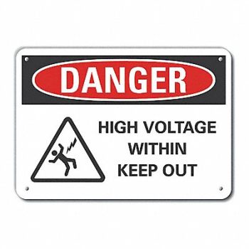 LYLE Rflct High Voltage Danger Sign 10x14in, 62UE43