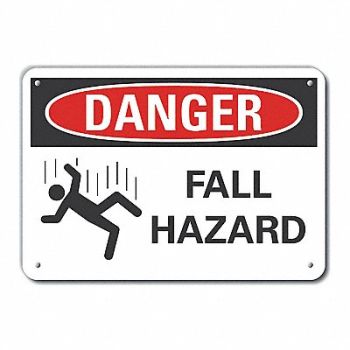 LYLE Rflctv Fall Hzrd Danger Sign 10x14in Alu, 62UE67