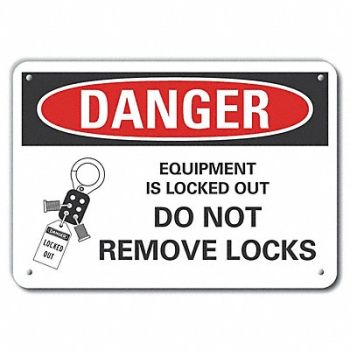 LYLE Rflct Lockout Tagout Danger Sign 10x14in, 62UF28