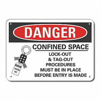 LYLE Rflct Confined Space Danger Sign 10x14in, 62UF40