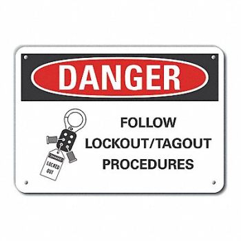 LYLE Rflctv Lockout Tagout DangerSign 10x14in, 62UF52