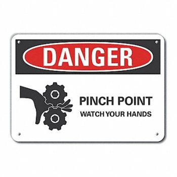 LYLE Rflctv Pinch Point Danger Sign 10x14in, 62UF64