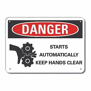 LYLE Rflct Hands Clear Danger Sign 10x14in, 62UF88