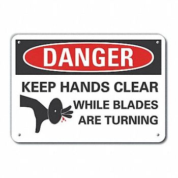LYLE Rflct Keep Hand Clear Dangr Sign 10x14in, 62UG13