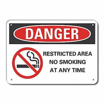 LYLE Rflct No Smoking Dangr Sign 10x14in Alum, 62UG73