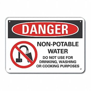 LYLE Rflct Potable Water Danger Sign 10x14in, 62UG97