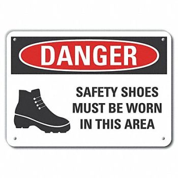 LYLE Rflct Foot Danger Sign 10x14in Alum, 62UH46