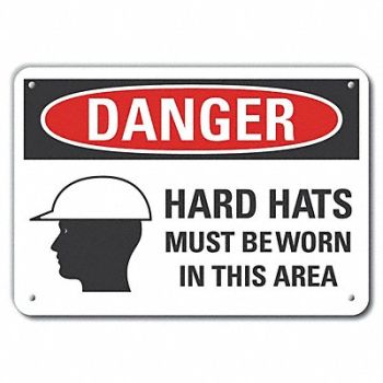 LYLE Rflctv Hard Hat Danger Sign 10x14in Alum, 62UJ07