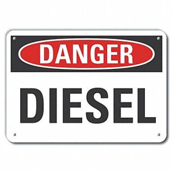 LYLE Diesel Danger Sign 10inx14in Aluminum, 62UK10