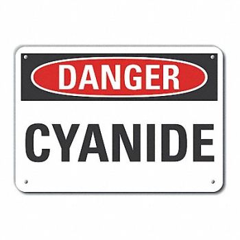LYLE Cyanide Danger Sign 10inx14in Aluminum, 63JP75