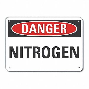 LYLE Nitrogen Danger Sign 10inx14in Aluminum, 63JR96