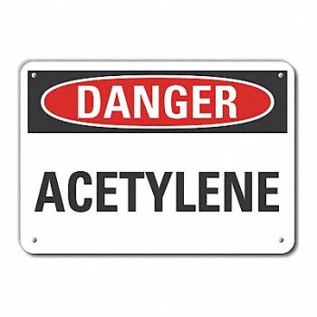 LYLE Rflct Acetylene Danger Sign 10x14in Alum, 63JT27