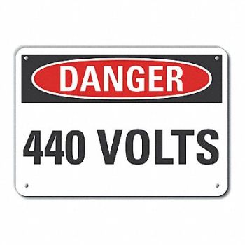 LYLE Rflct Voltage Danger Sign 7x10in Alum, 63JT38
