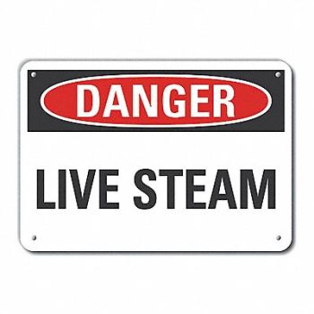 LYLE Alum Live Steam Danger Sign 7x10in Alum, 63JU29